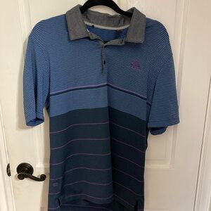 Adidas Golf Polo Mens L - Blue Purple Stripe - Collared